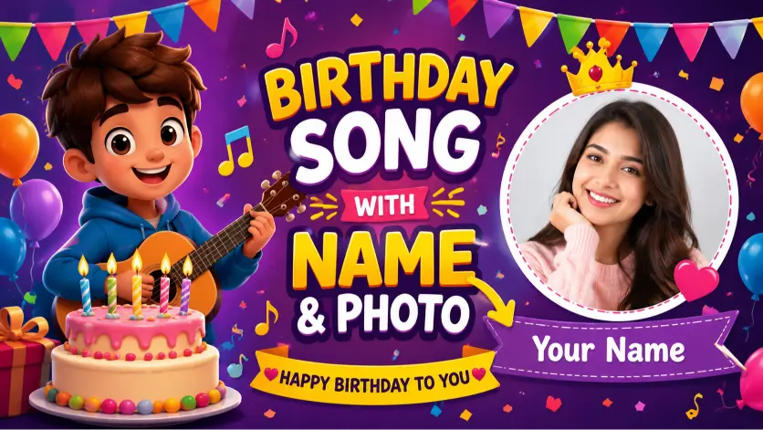 birthday song with name and photo
