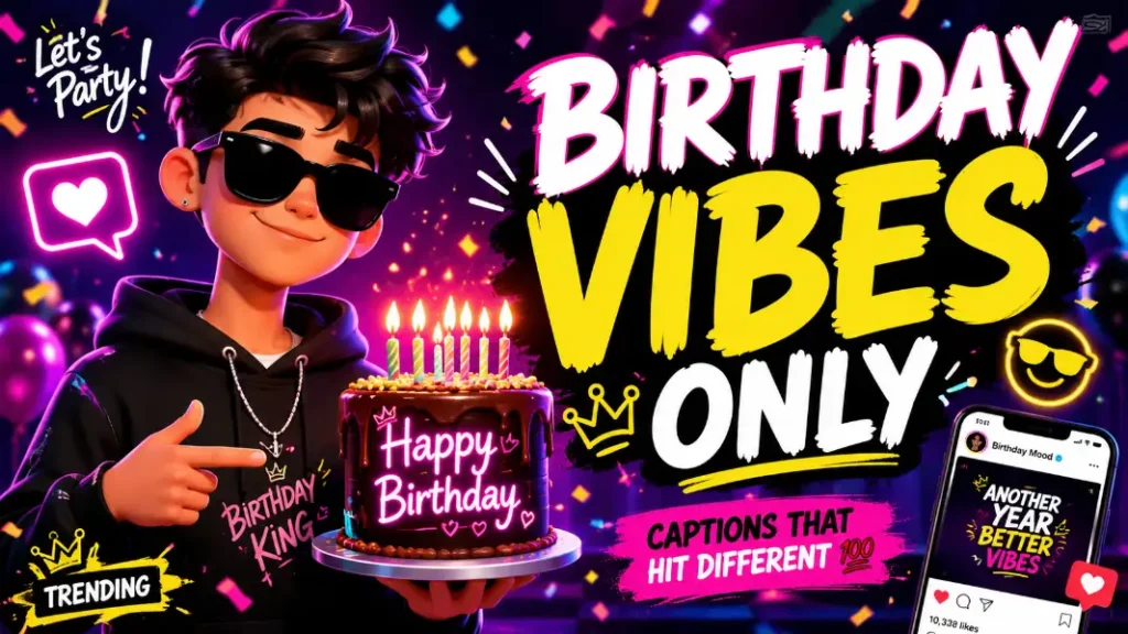 birthday caption with vibe