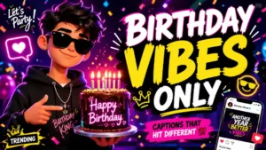 birthday caption with vibe