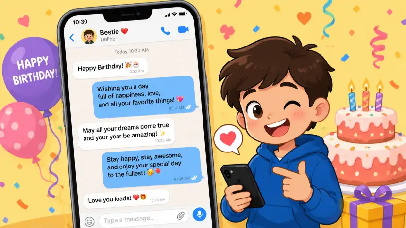 birthday message in texting style