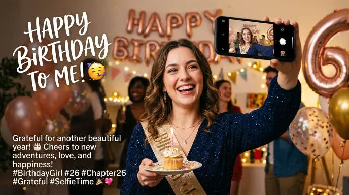 birthday wishes for selfie post