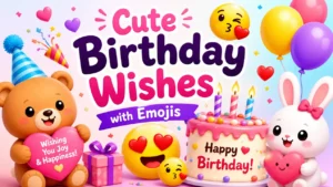 cute birthday wishes with emojis